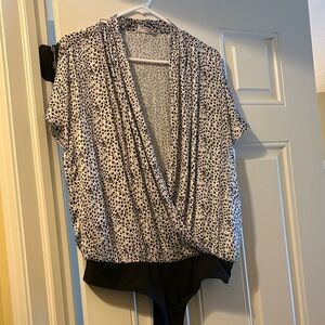 Stylish Black and White Women's Bodysuit Top